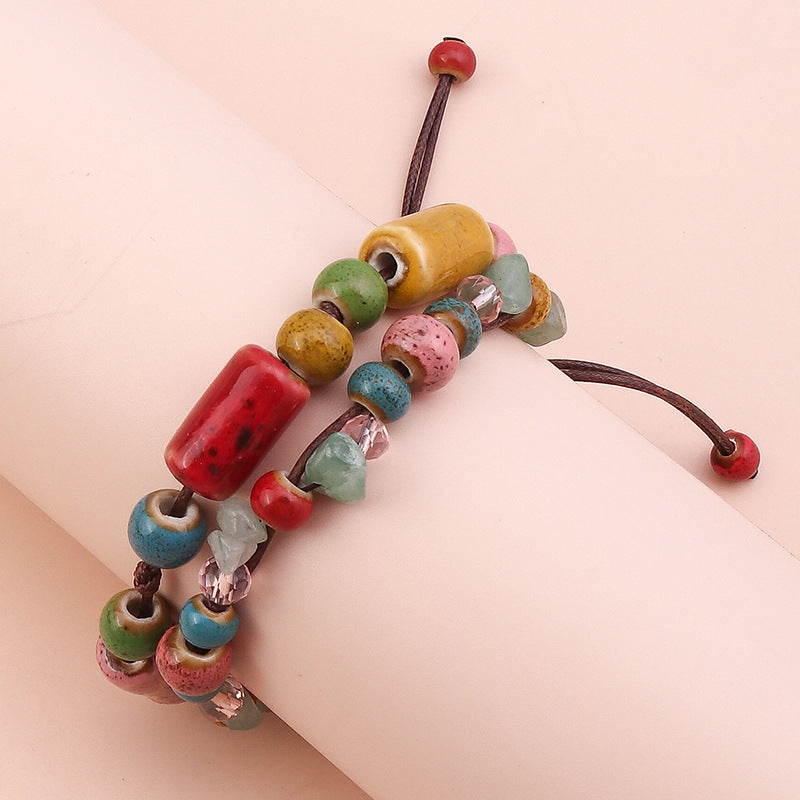 Brazalete de cuentas ajustables de cerámica al por mayor