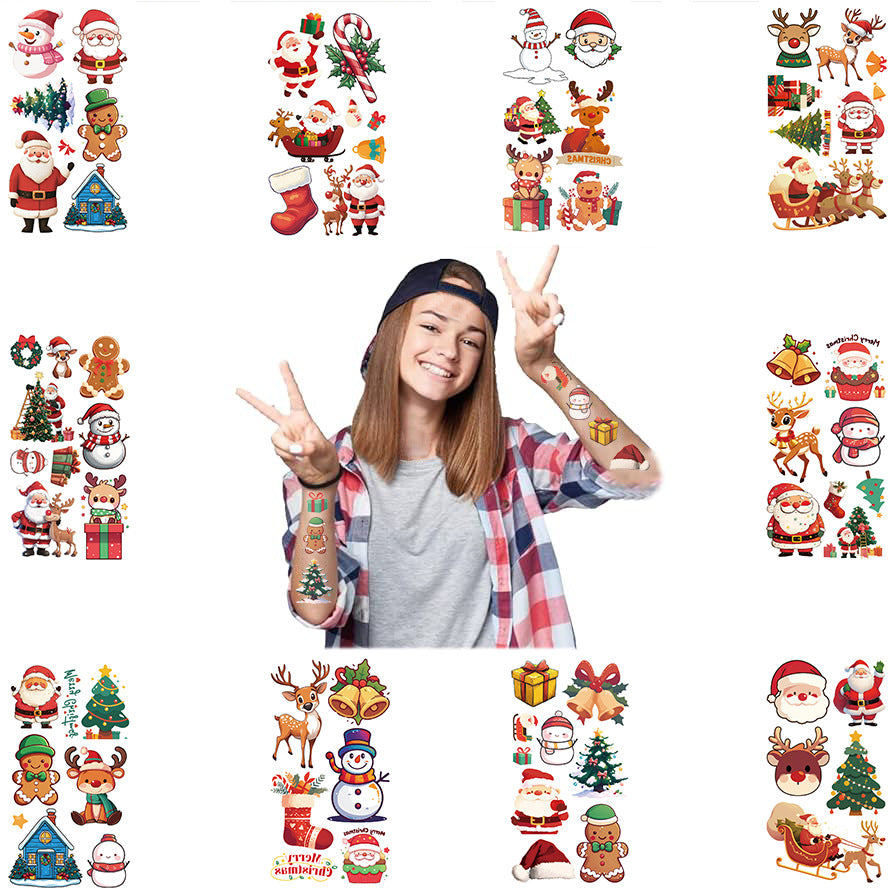 Wholesale 10pcs cartoon Christmas holiday tattoo stickers
