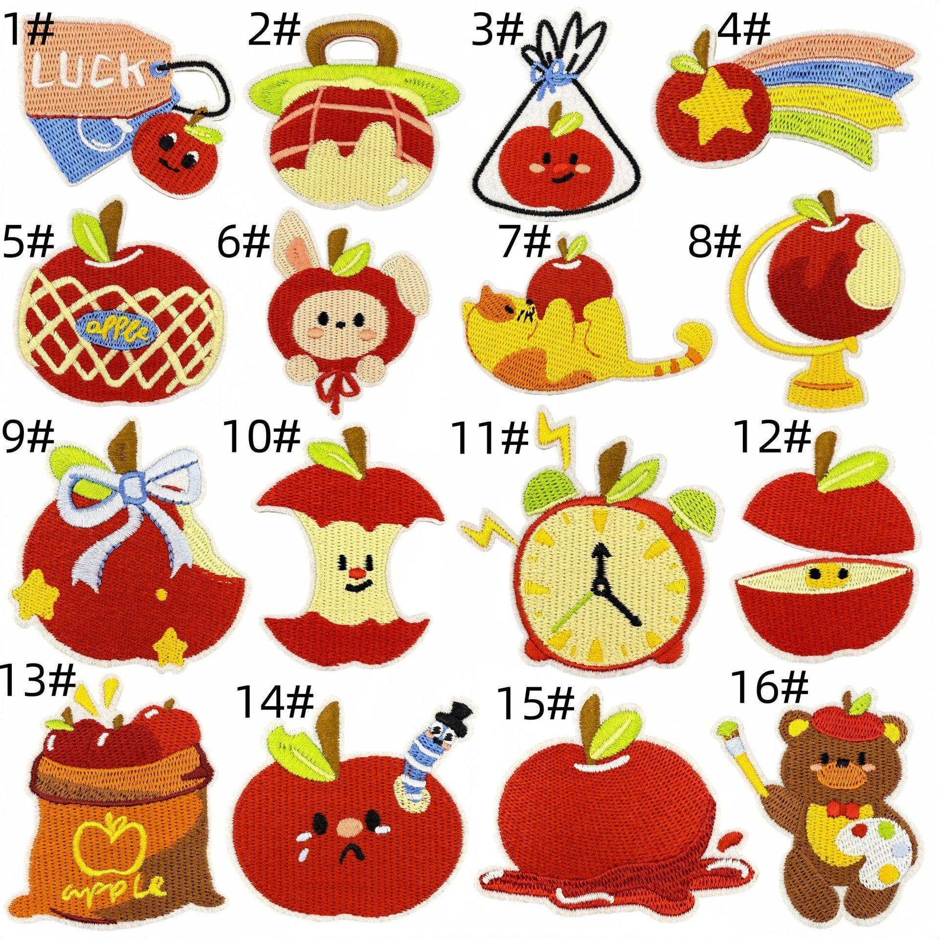 Wholesale Cute red apple cartoon embroidery DIY patches