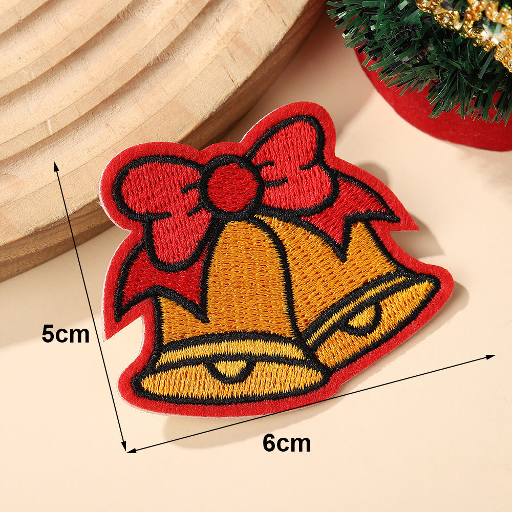 Wholesale Christmas Bow Embroidered Self Adhesive Sticker Patch For Bags Clothing DIY Fashion Accessory Craft Supply
