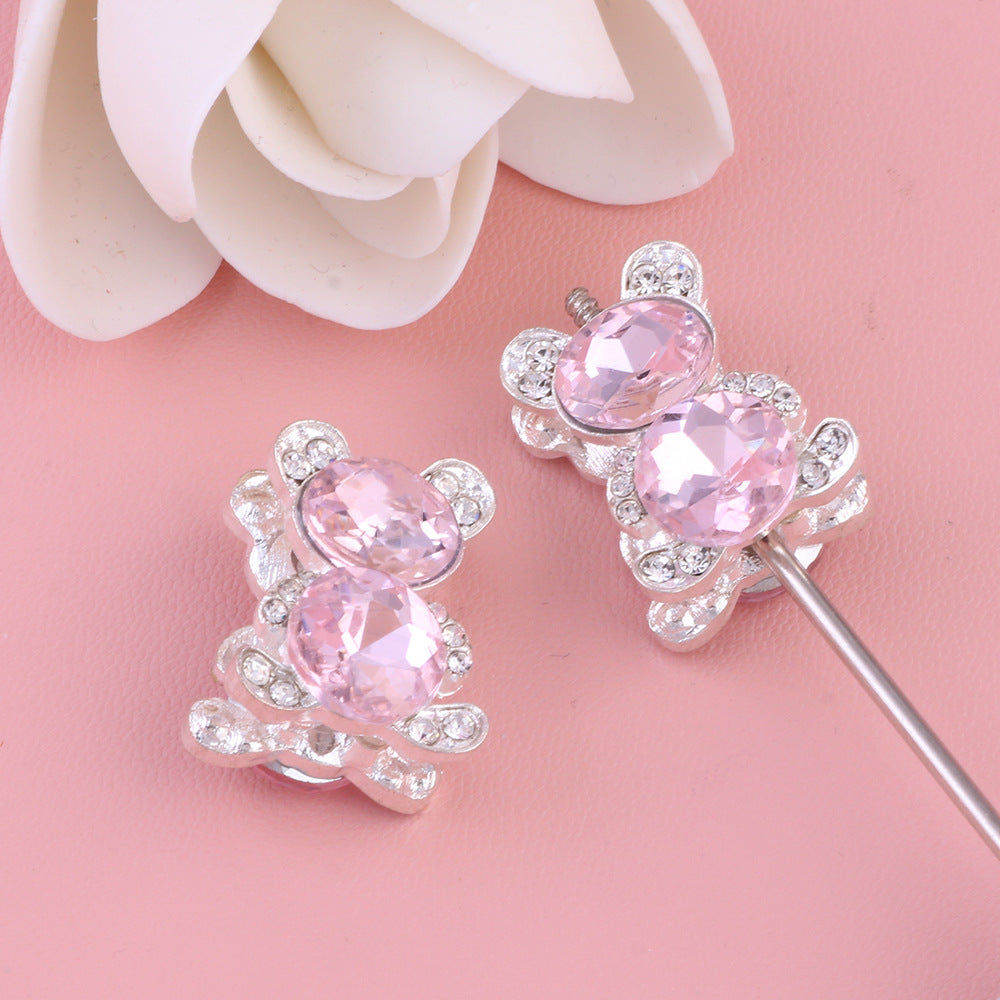 Wholesale 5pcs/pack Heavy double-sided alloy bear diamond ball DIY Fancy Beads