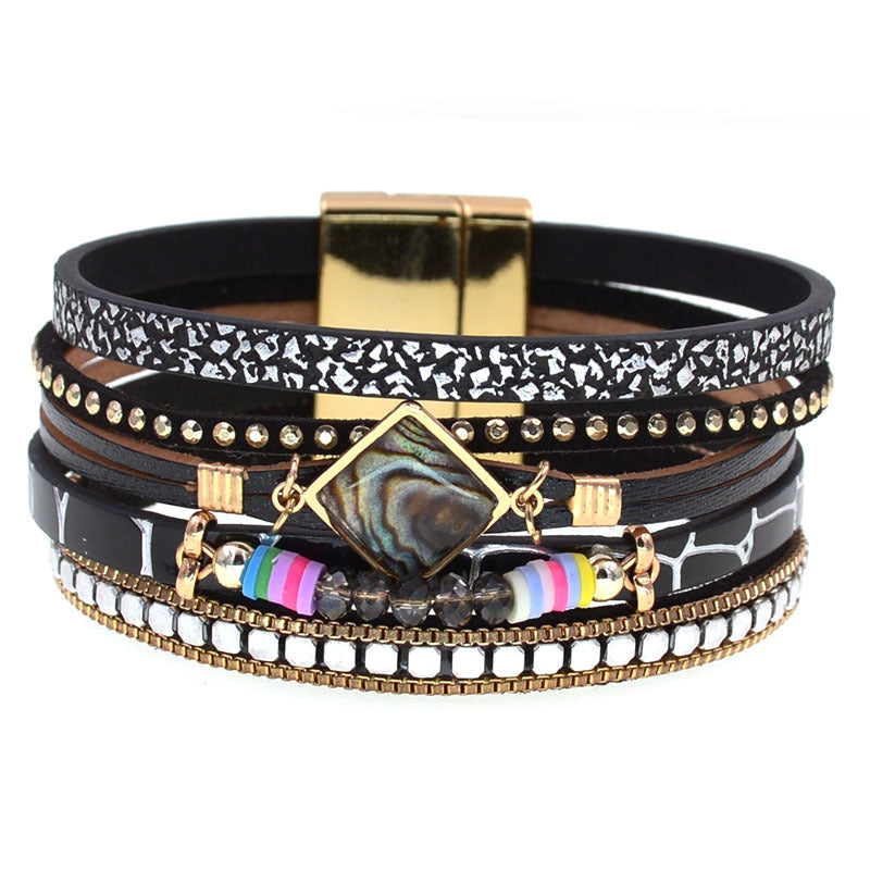 Wholesale Leather Bracelet Fashionable Zircon Accessories