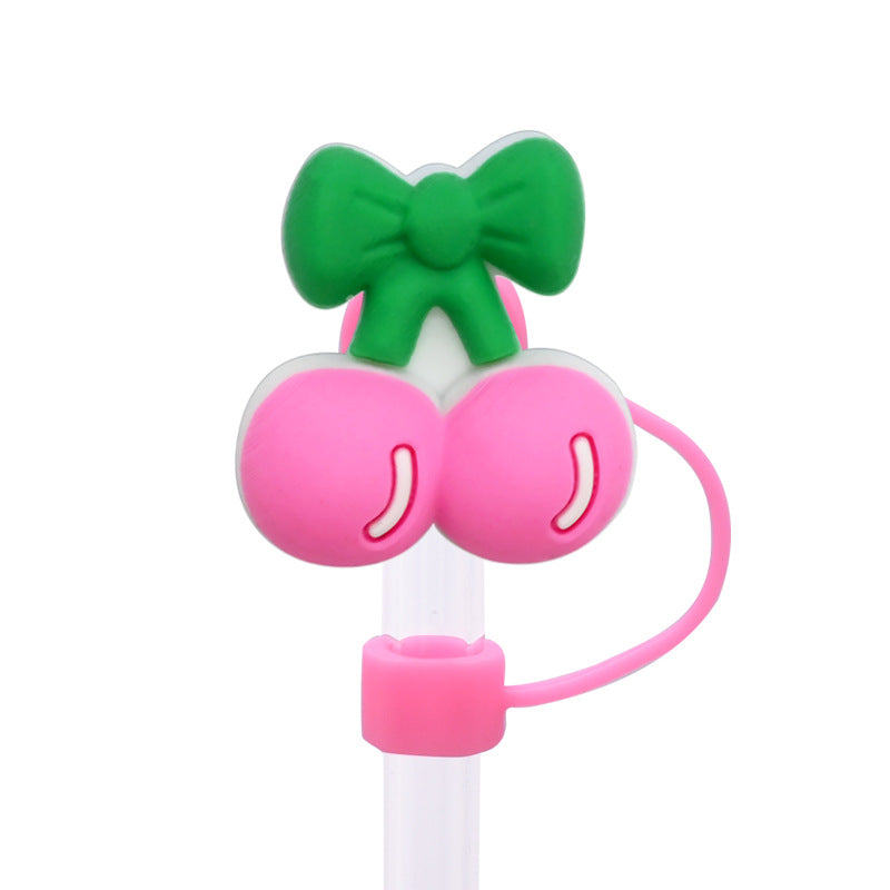 Wholesale Random 100pcs 10MM multicolor cherry  dust plug straw accessories