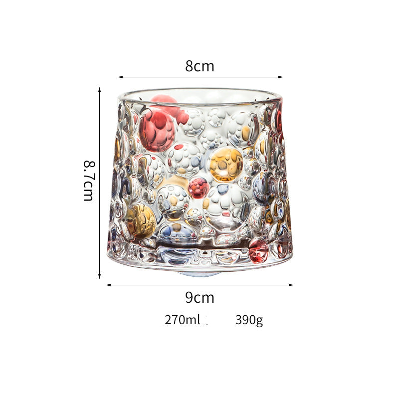 Wholesale Haisman thickened color glass creative rotating whiskey glass hand painted rotating cup with wooden tray decompression Cup