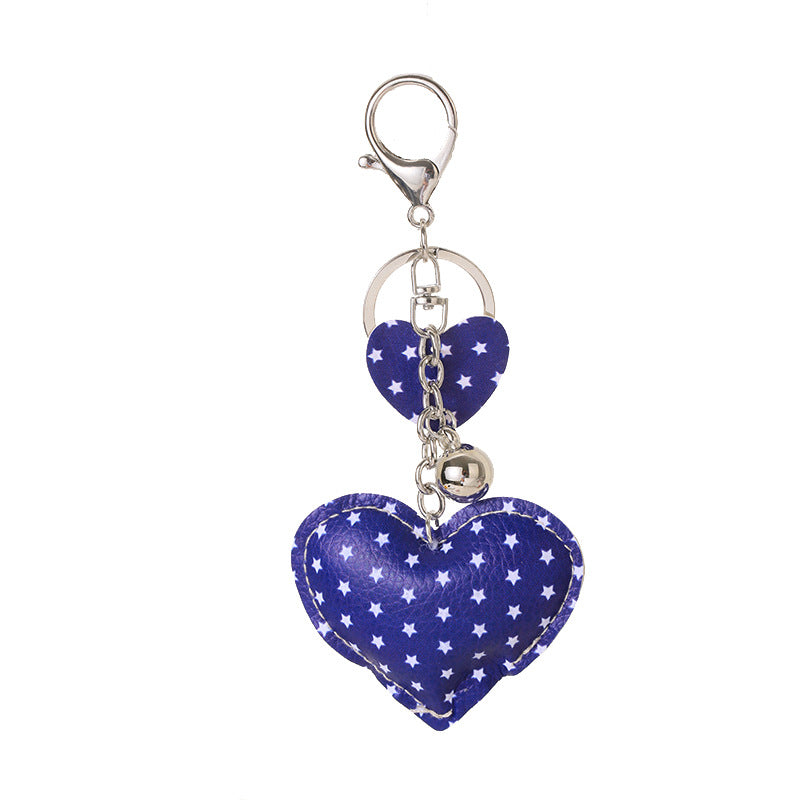 Keychain del día de la independencia del corazón de cuero al por mayor
