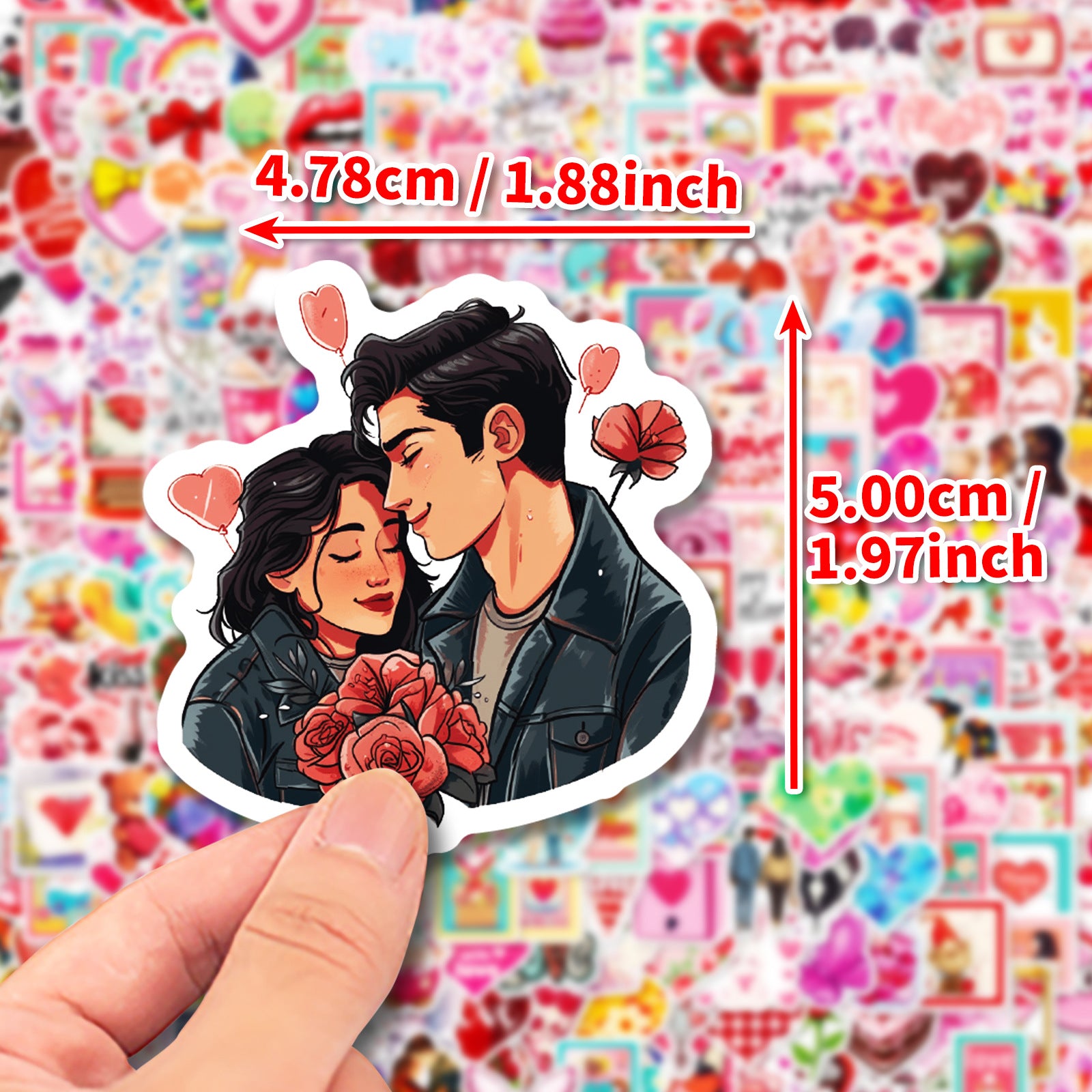 Wholesale 50pcs Romantic Pink Valentine' s Day Cartoon Graffiti Stickers