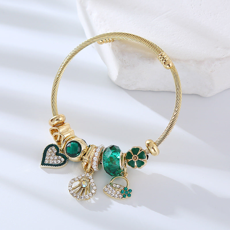 Wholesale DIY Alloy Love Heart Fashion Personality Versatile Diamond Adjustable Couple Bracelet