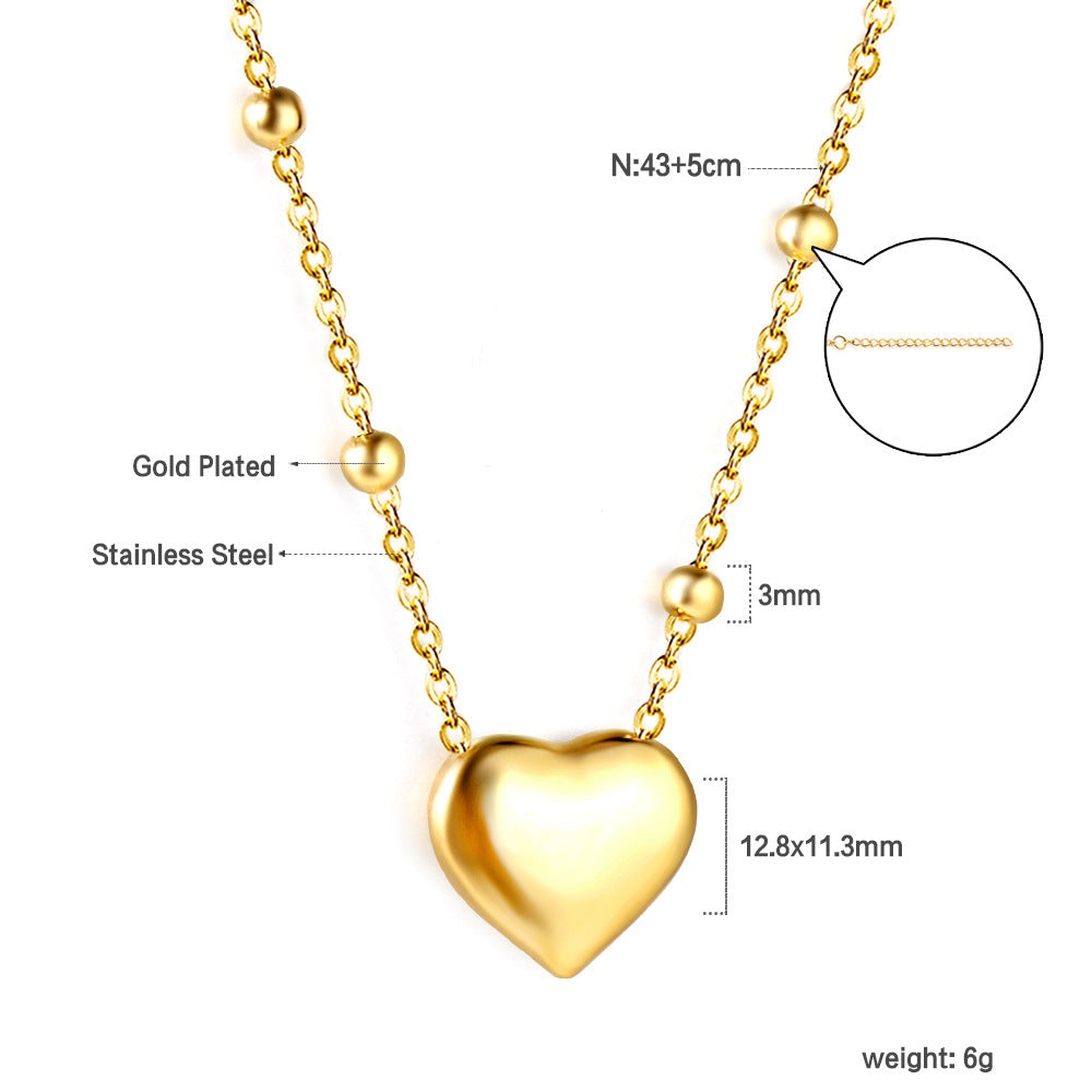 Wholesale 18k Gold-Plated Heart Pendant Stainless Steel Necklace