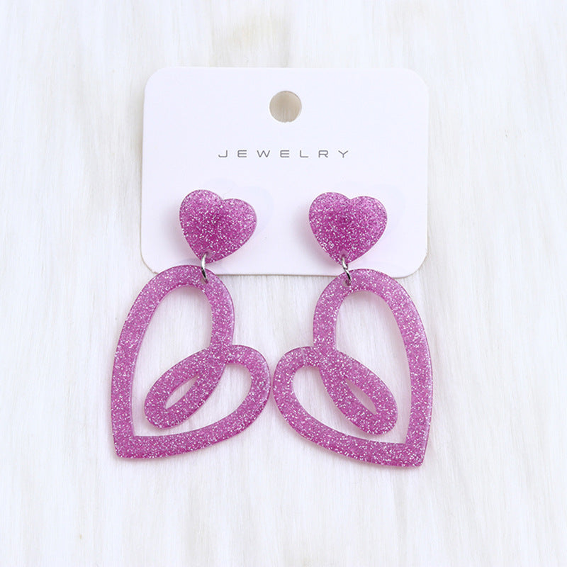 Wholesale Valentine's Day rose red heart earrings hollow earrings simple Korean earrings earrings