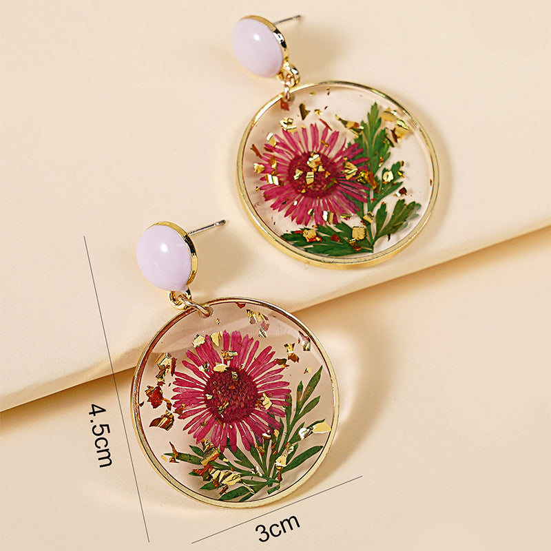 Wholesale Sweet Everlasting Flower Teardrop Earrings