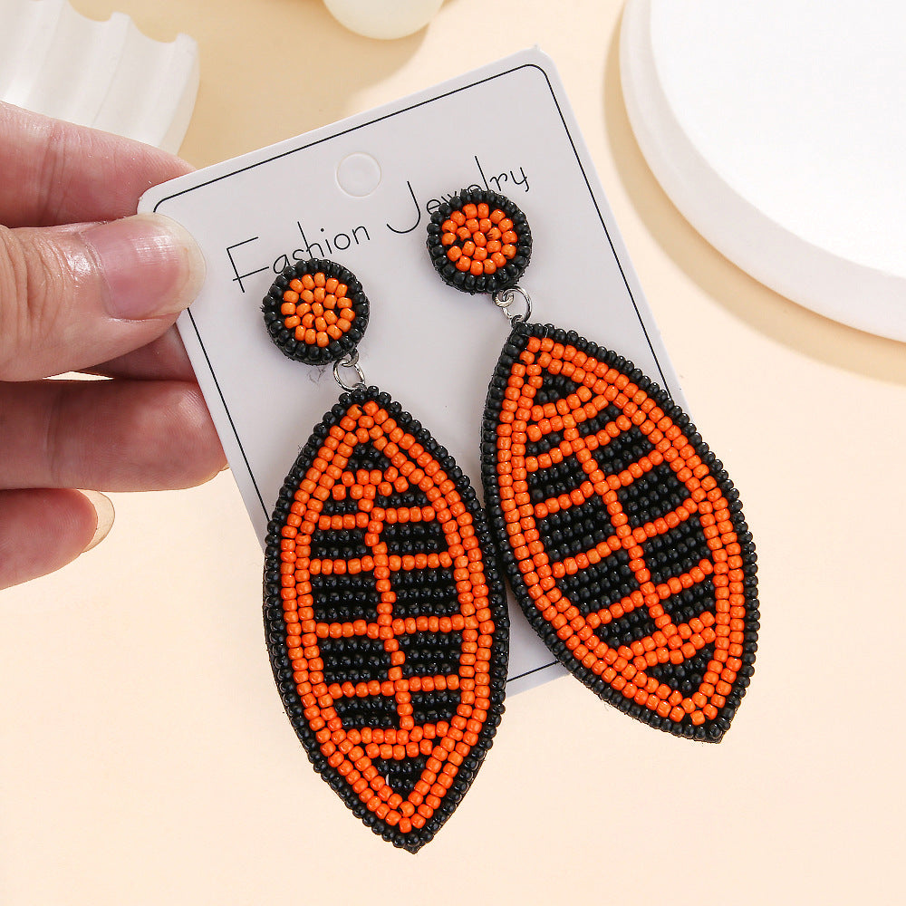 Wholesale New Game Day Sports Series Earrings Hand-woven Football Football Beaded Earrings