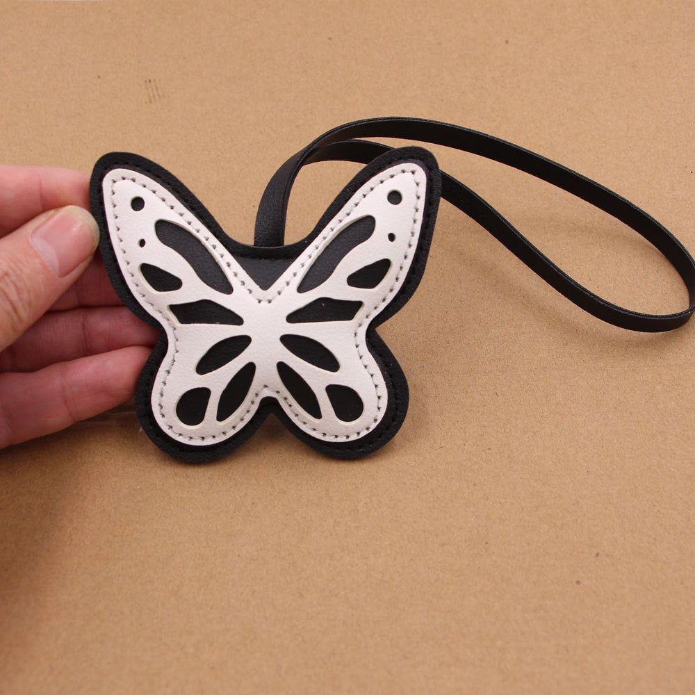 Wholesale Hollow Butterfly Artificial Leather Keychain Pendant Burgundy Bag Charm Fashion Accessory For Gifts And Car Keys