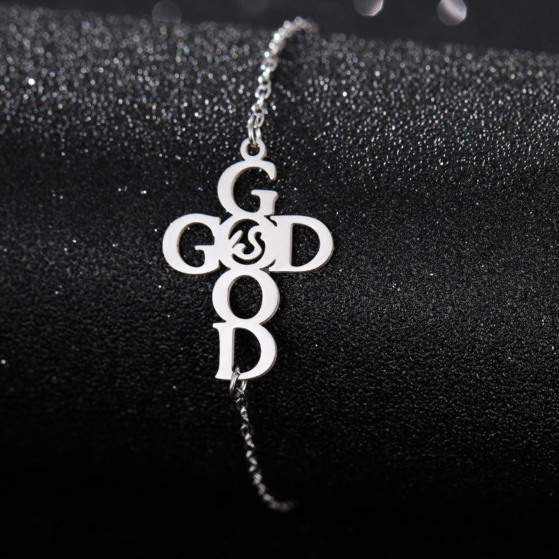 Wholesale Silver Stainless Steel Cross Bracelet