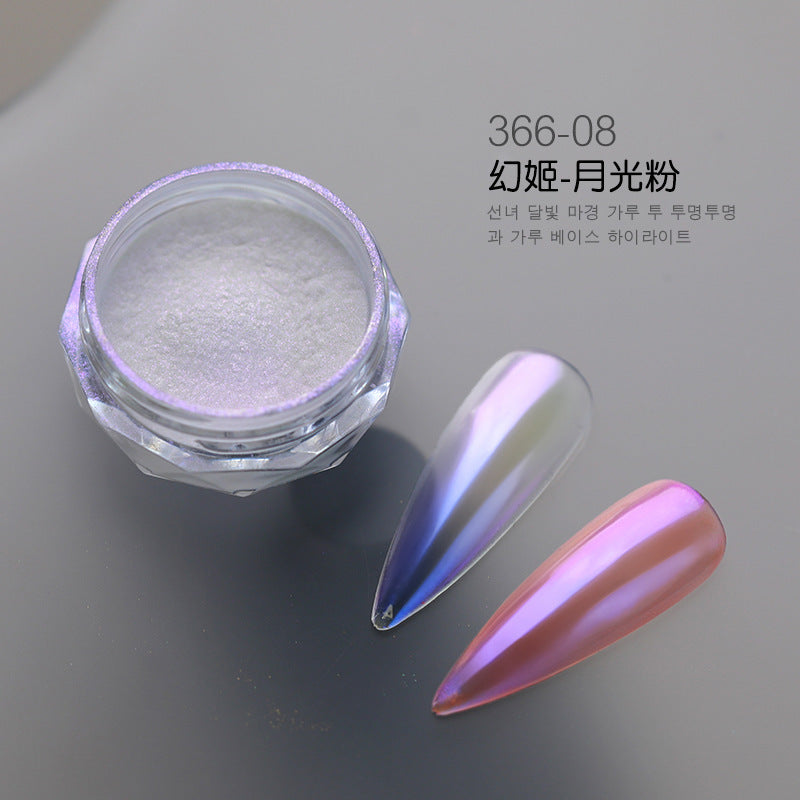 Wholesale Moonlight powder for nail art, fantasy aurora powder, silver-white nail art, magic mirror powder, pearl glitter powder