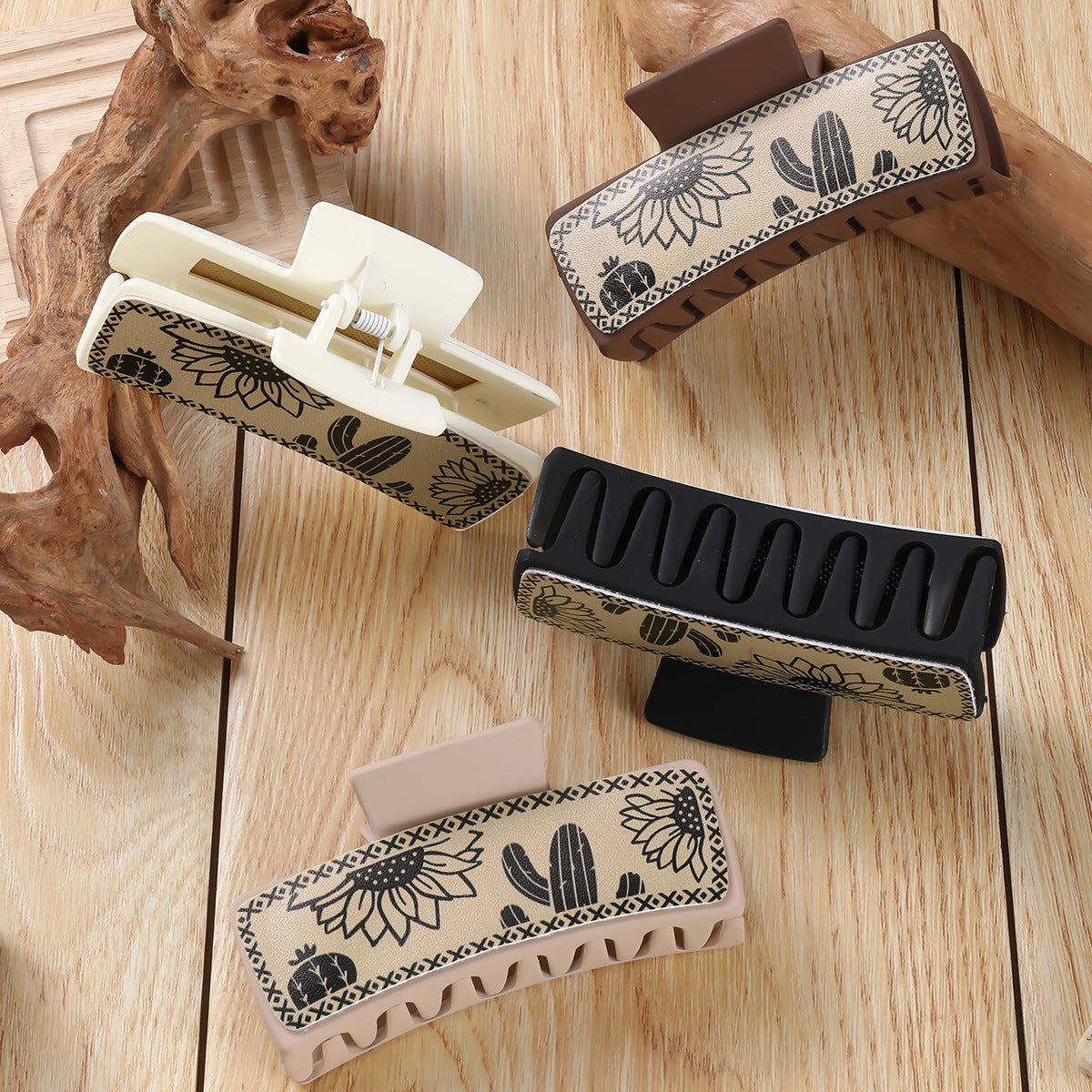 Wholesale Multicolored cactus square Hair Clips