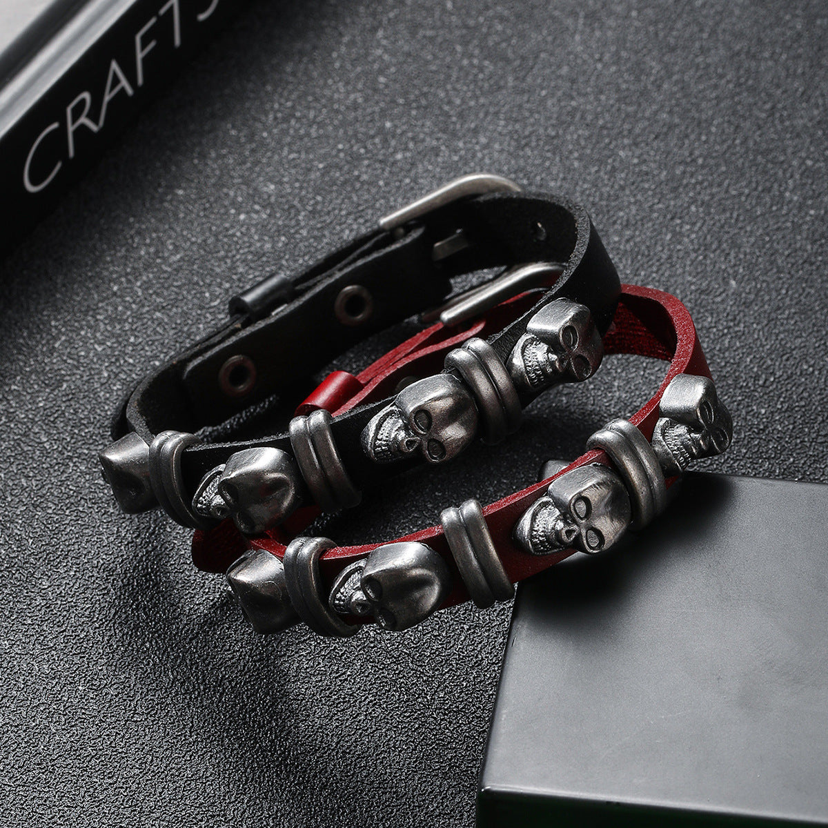 Wholesale Punk Skull Cowhide Bracelets