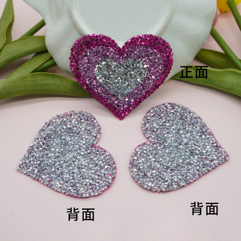 Wholesale Gradient colored heart-shaped rhinestone embroidery DIY Patches