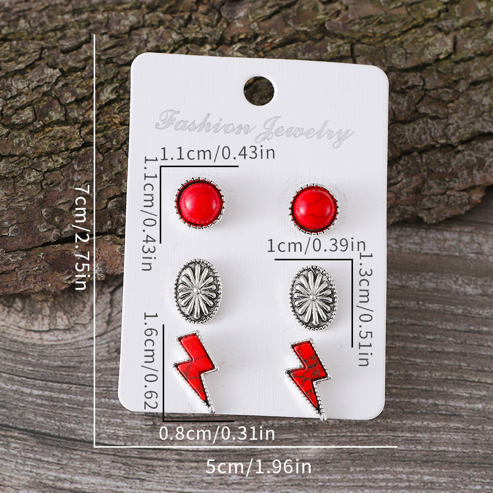 Wholesale Western Bohemian Lightning Turquoise Inlaid Pumpkin Flower Earrings