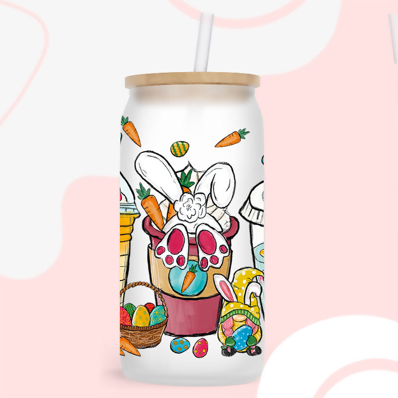 Wholesale Colorful Cartoon Bunny 16oz Cup UV DTF Wraps
