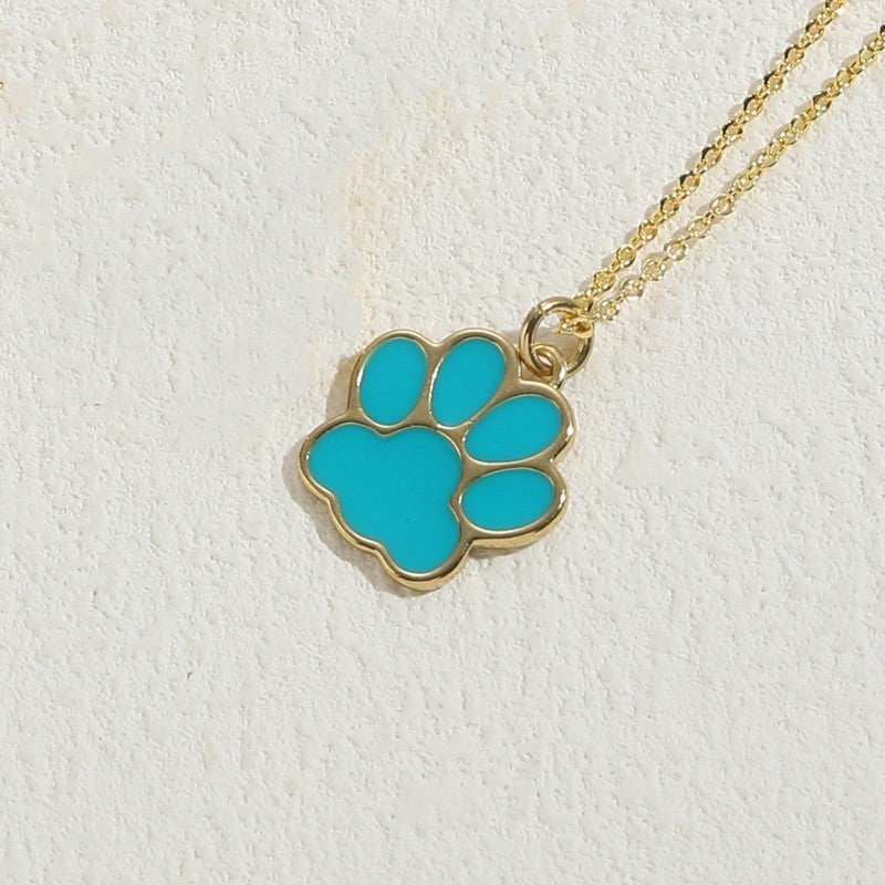 Wholesale Cat Claw Feet Multi Color Pendant Copper Necklace