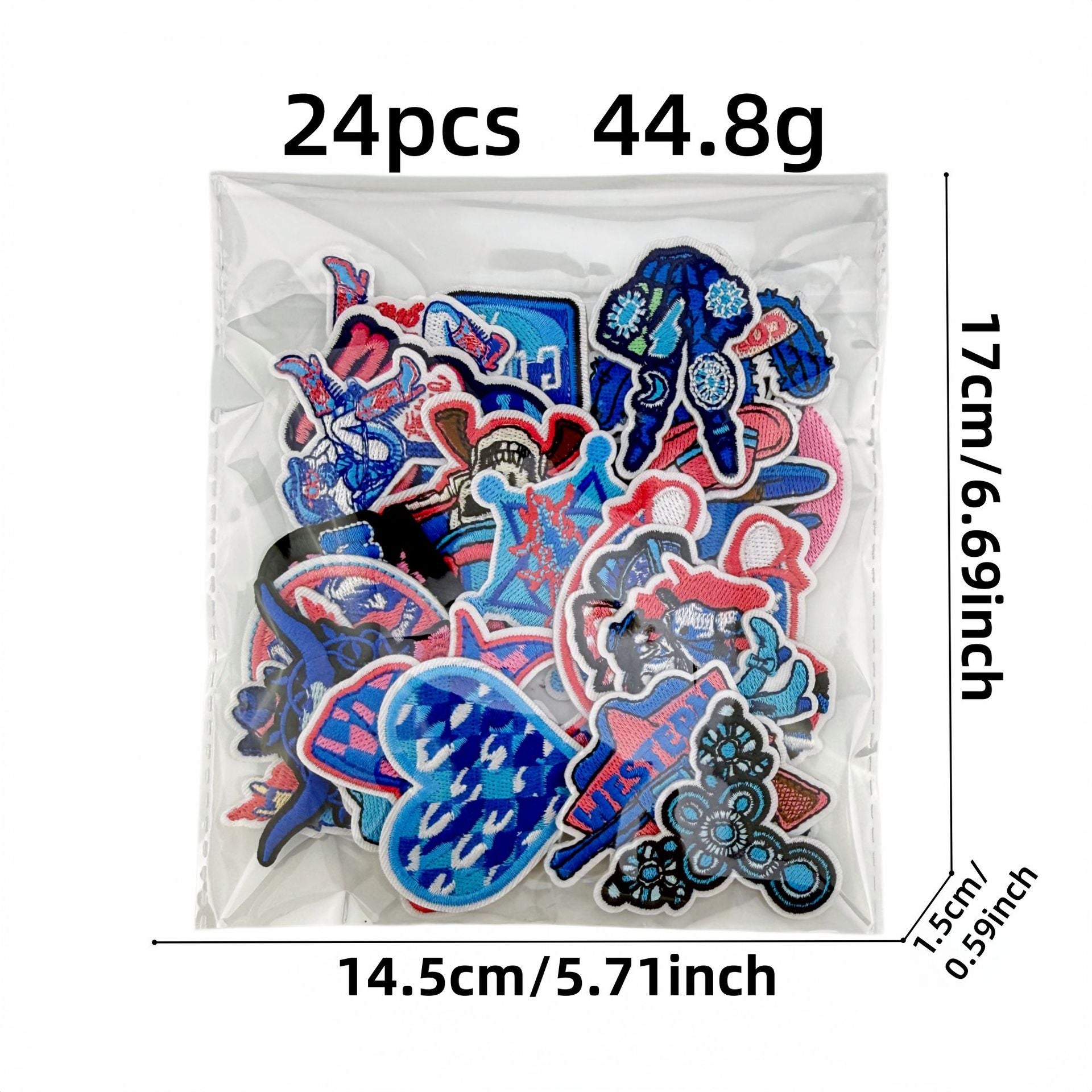 Wholesale Western Cowgirl Embroidered Patches 24 Piece Set Pink Blue Guitar Cow Skull Design DIY Craft Supply For Home Decor And Resale