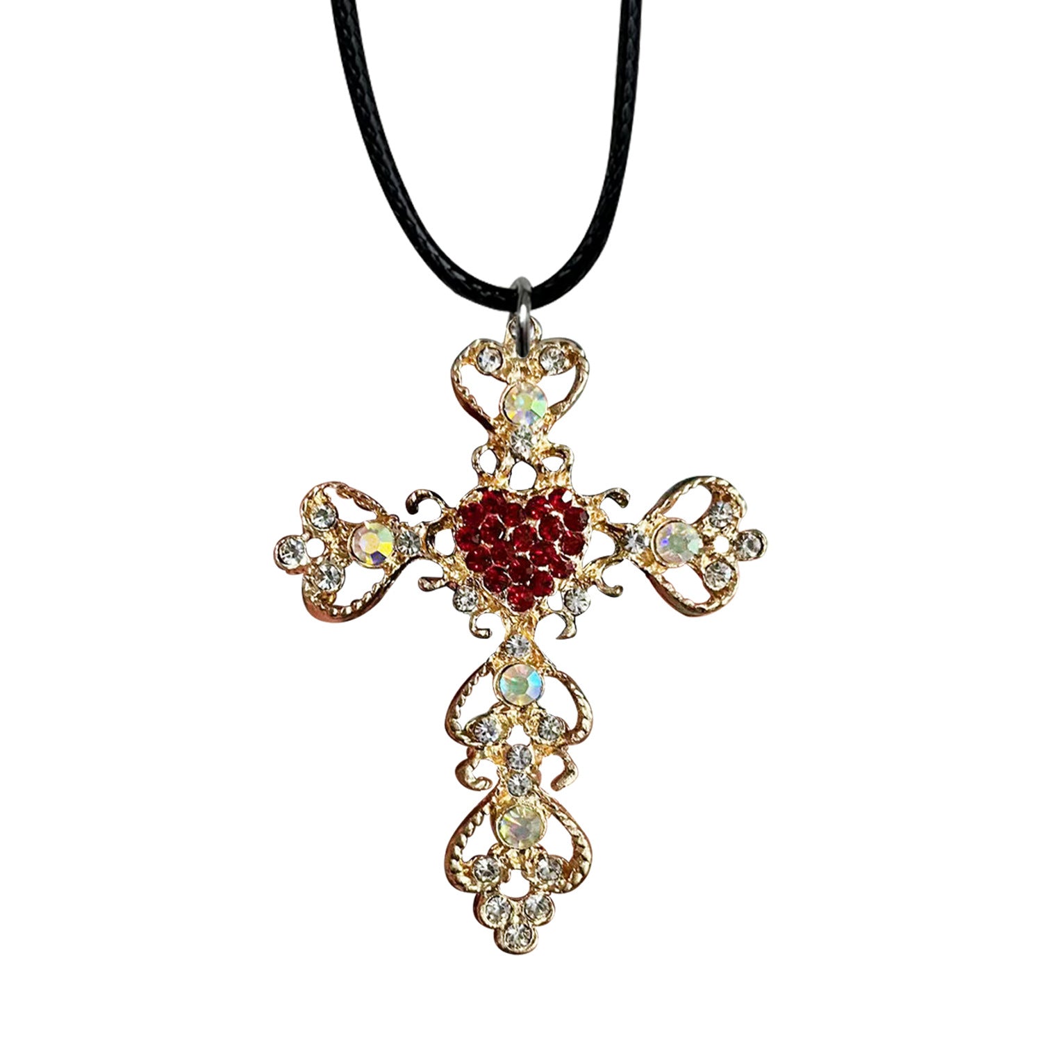 Wholesale diamond encrusted love cross car decoration pendant alloy cross