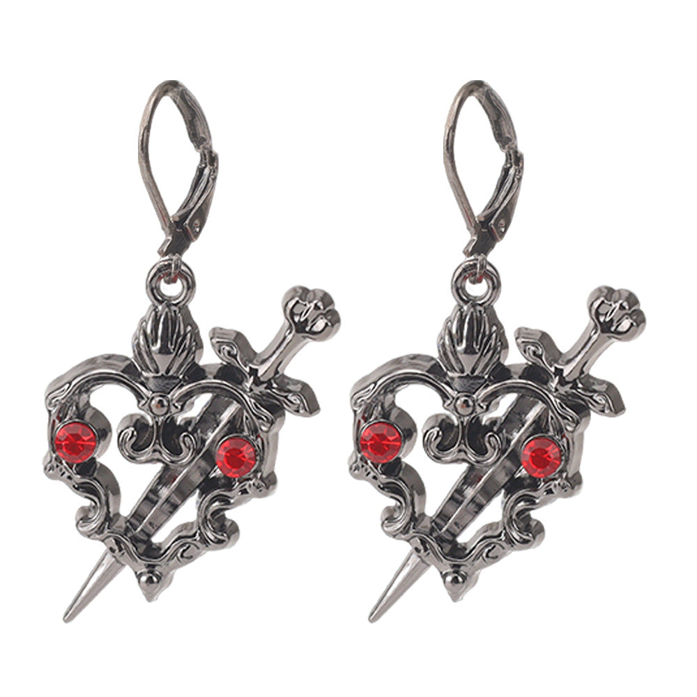 Wholesale Dark Gothic Red Love Cross Butterfly Earrings