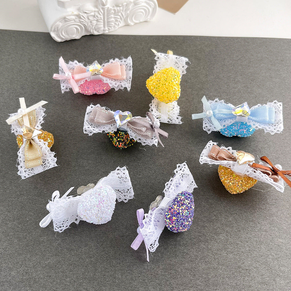 Wholesale 10pcs Lace Bow Heart and Intricate Acrylic Beads