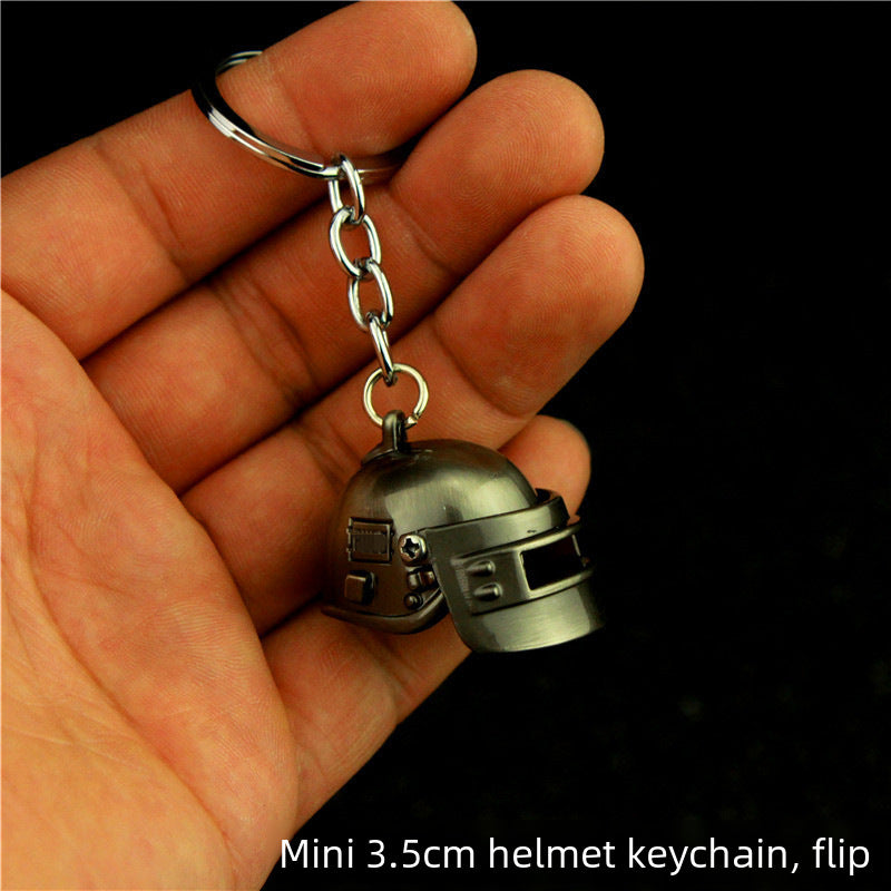 Wholesale  Helmet Flat Bottom Pot Backpack Signal Small Gun Keychain Metal Crafts Office Culture