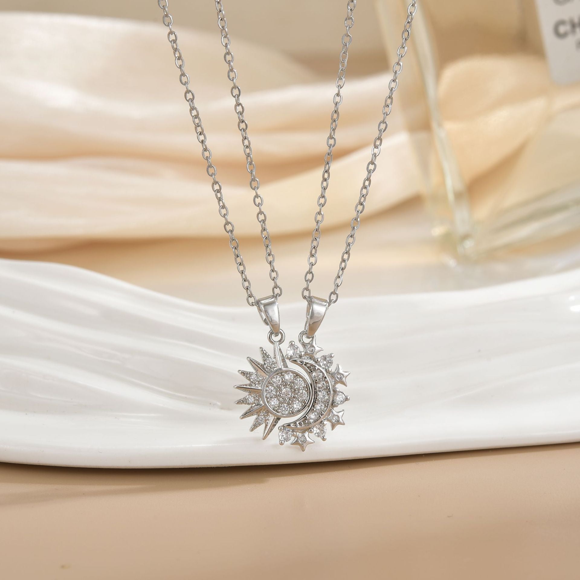 Wholesale Magnetic Sun Moon Titanium Steel Necklace