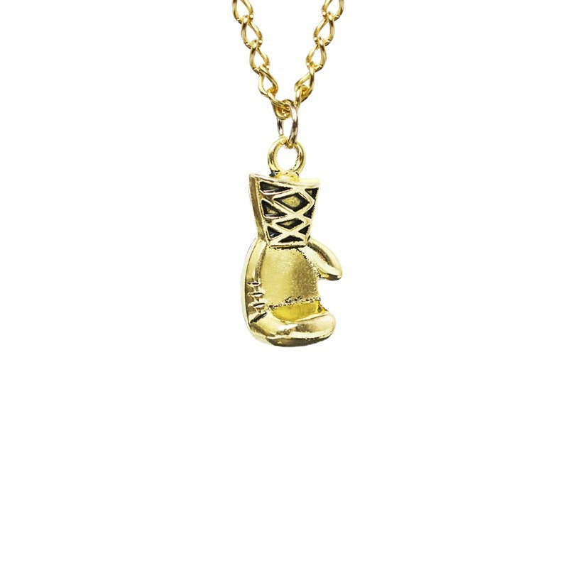 Wholesale Retro Punk Boxing Glove Pendant Necklace Antique Gold Electroplated Alloy Unisex Statement Gift Chain