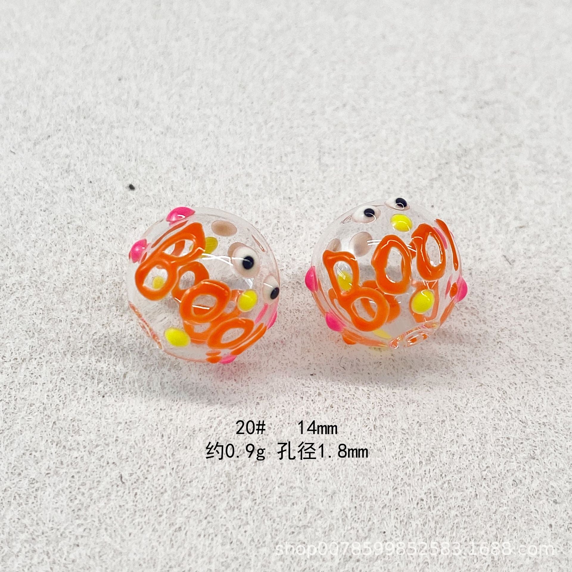 Wholesale 10pcs Transparent hollow glass heart-shaped polka dot hand-painted flower beads
