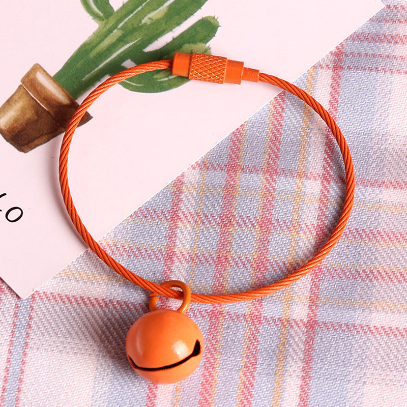 Wholesale Stainless Steel Wire Rope Candy Color Small Bell Paint Keychain