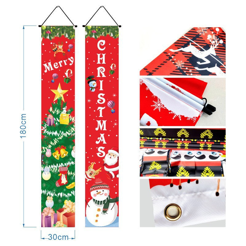 Wholesale Christmas Couplets Christmas Porch Parties Holiday Flag Decorations
