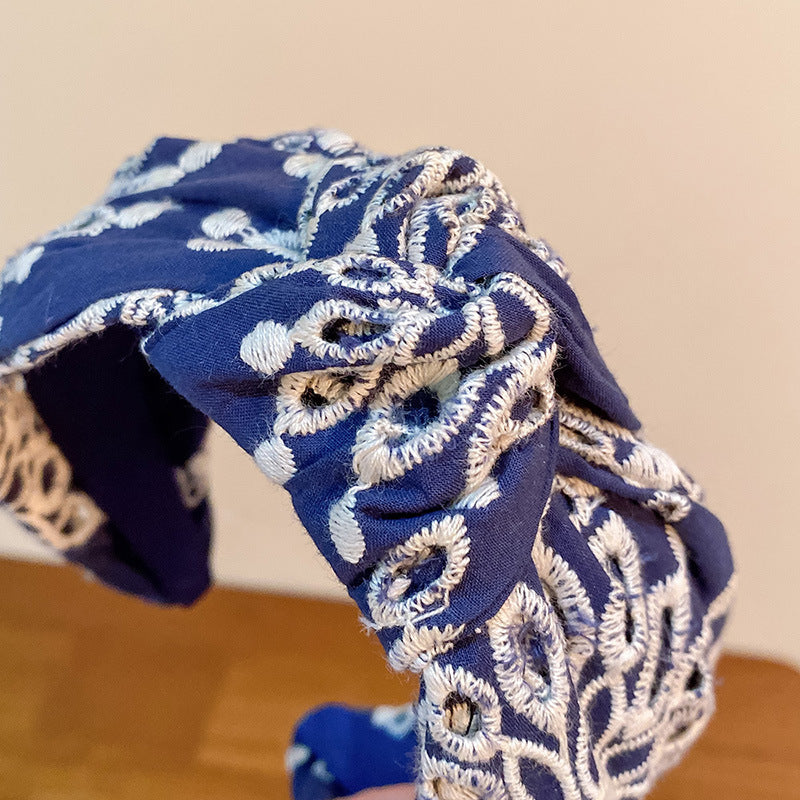 Wholesale Vintage Twist Embroidered  Polyester Headband