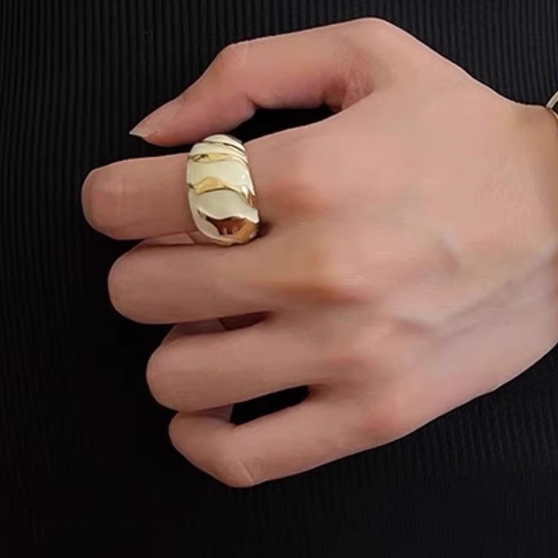Wholesale Pattern Contrast Enamel Bracelet Irregular Ring