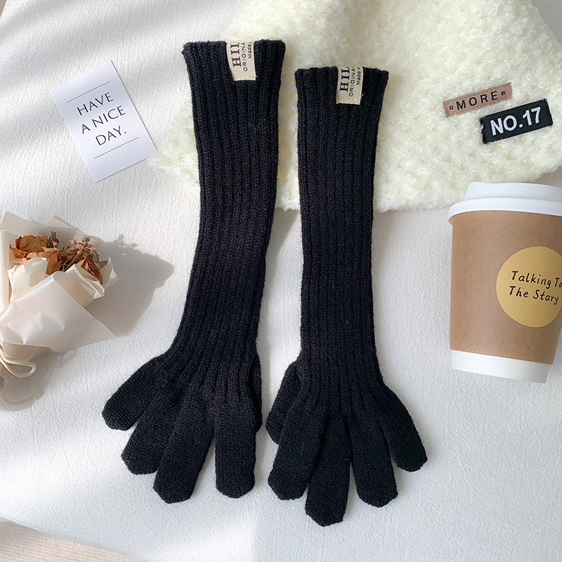 Wholesale Long Knitted Wool Cute Finger Touch Screen Gloves