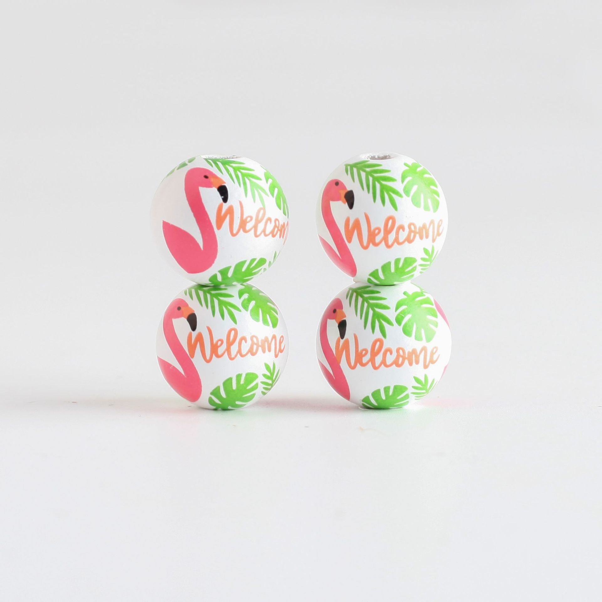 Wholesale 10PCS 4MM Summer Printed DIY Wooden Beads
