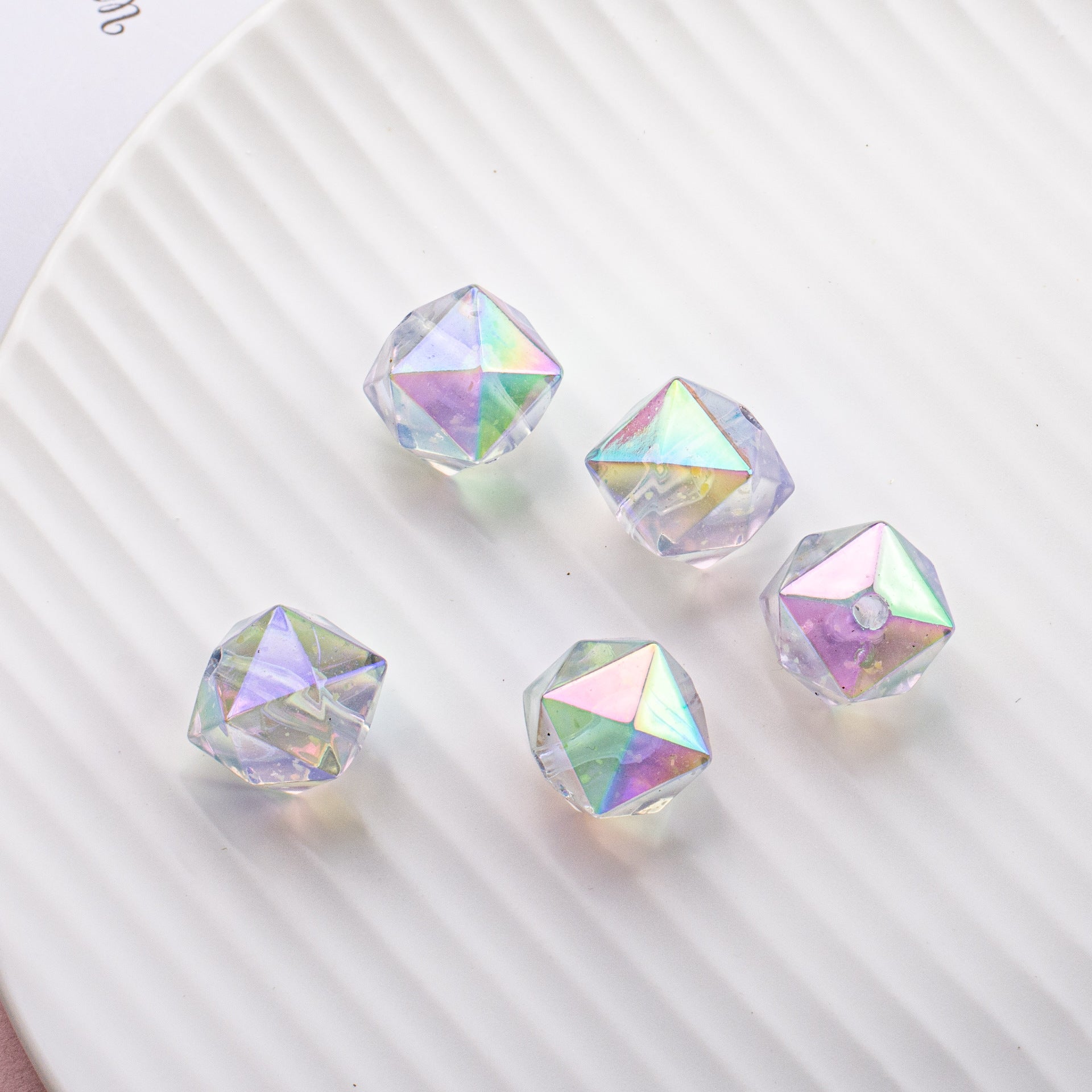 Wholesale 10pcs DIY Luminous Square Beads Prismatic Acrylic Straight Hole Beads