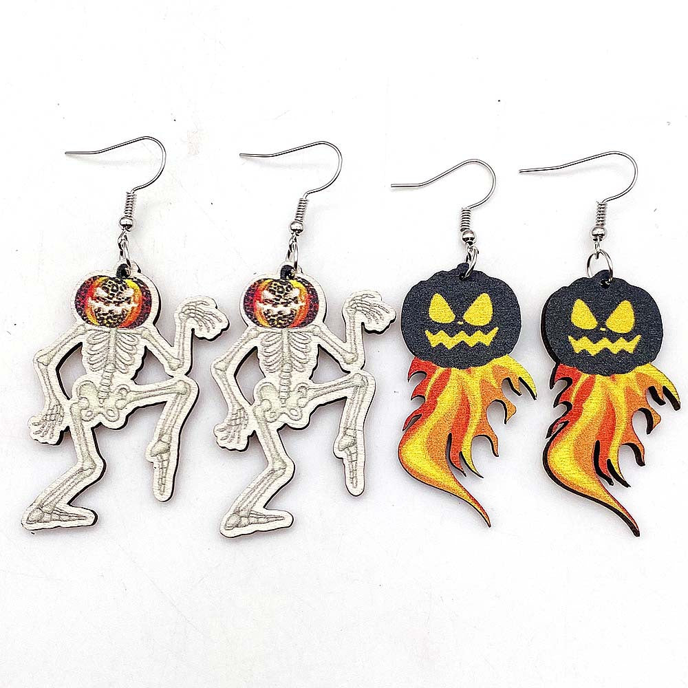 Pendientes de madera de colección de Halloween al por mayor