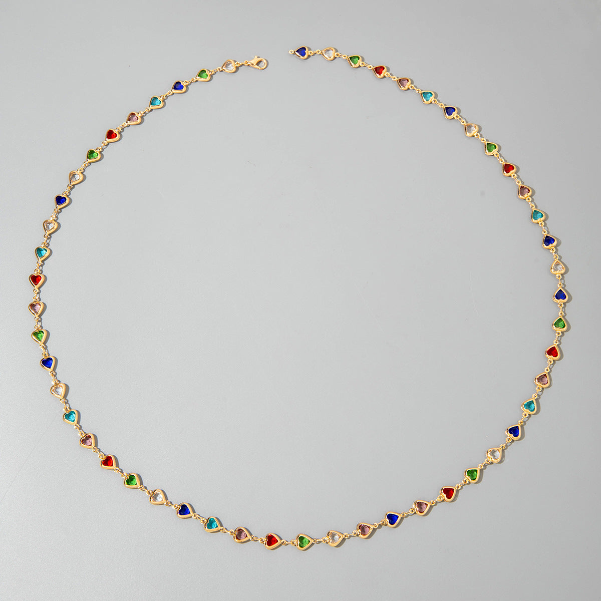 Wholesale Colorful crystal metal clavicle necklace with Y-shaped chain layering