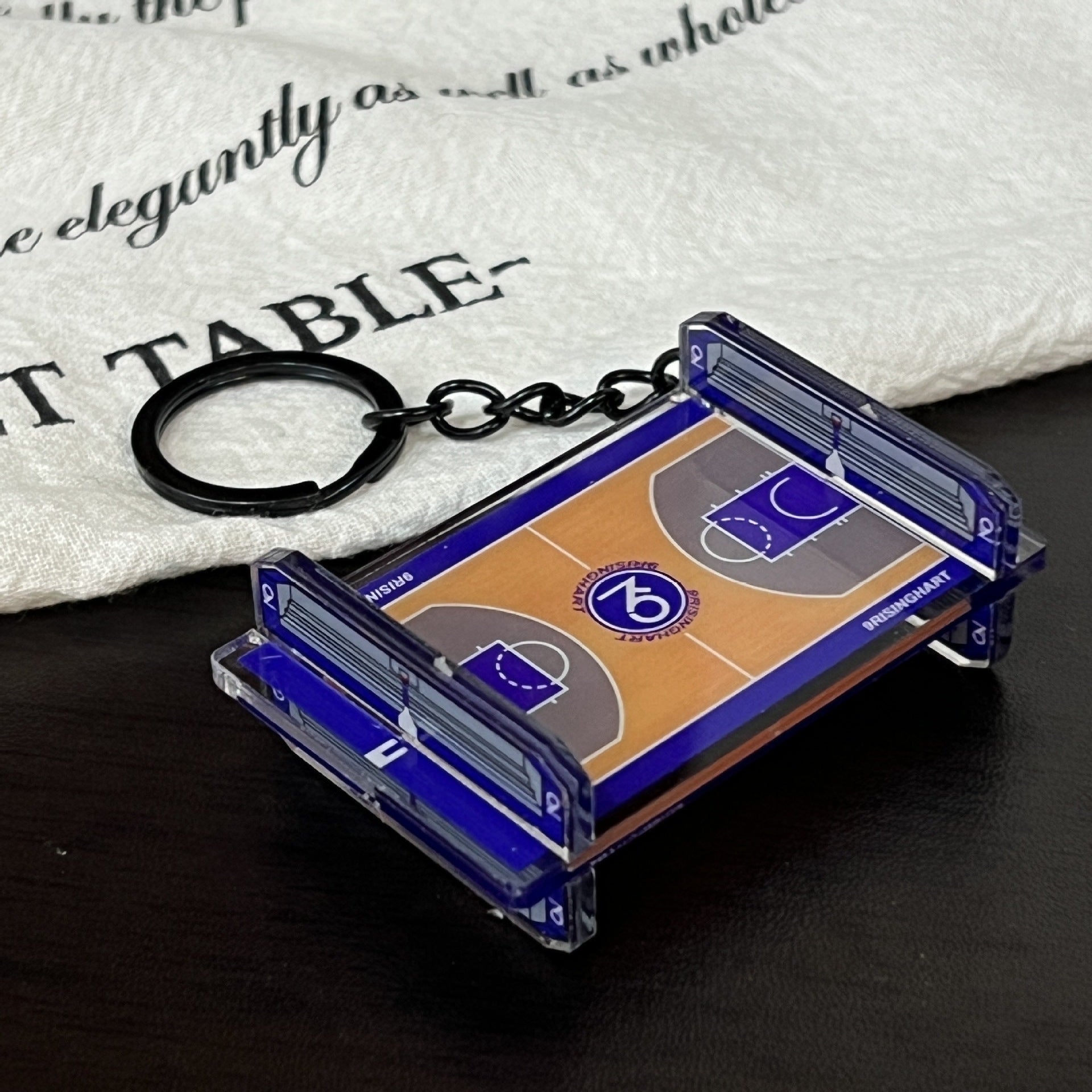 Wholesale Acrylic sports basketball court keychain