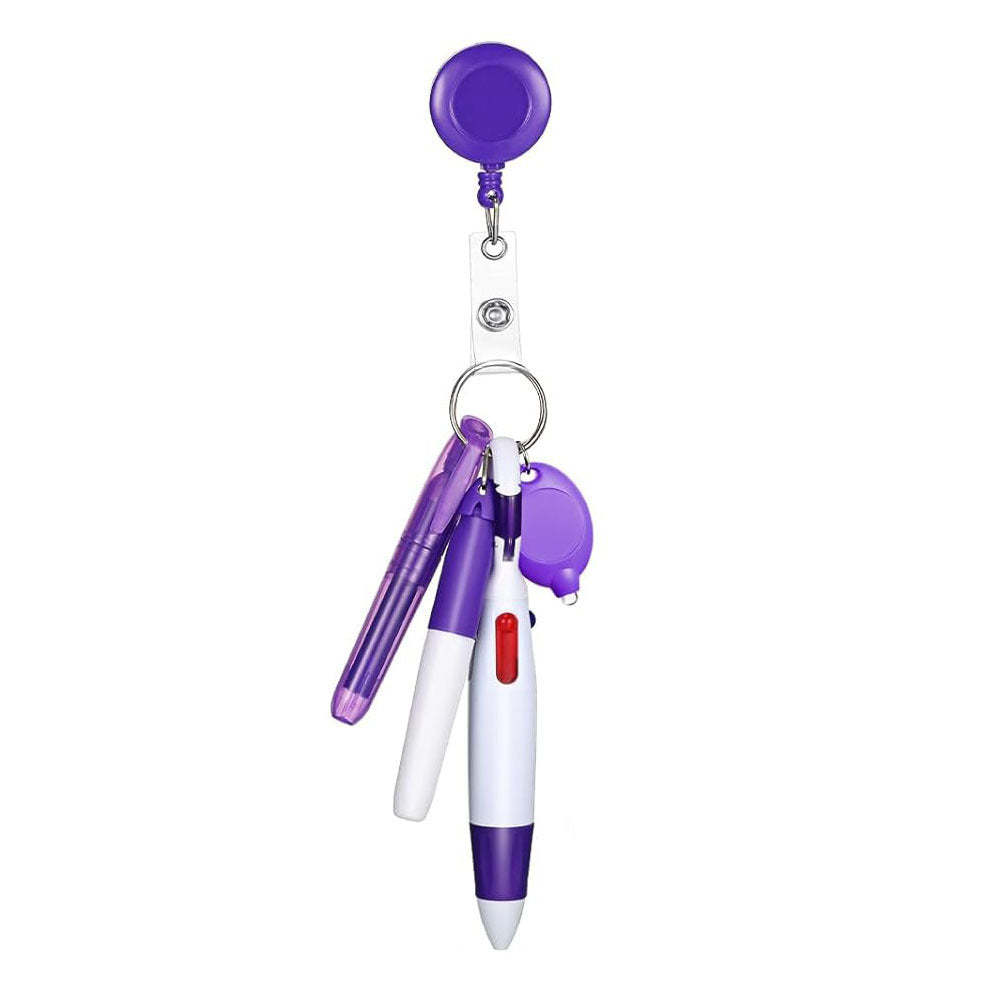 Wholesale Nurse Pen Set with Light Retractable Badge Reel Keychain