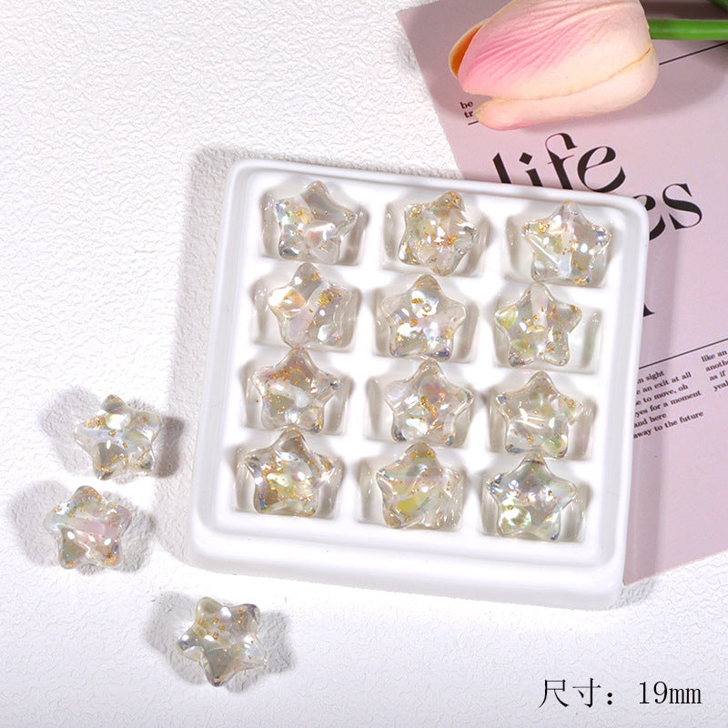 Wholesale Transparent colorful shell five-pointed star cloud through-hole beads