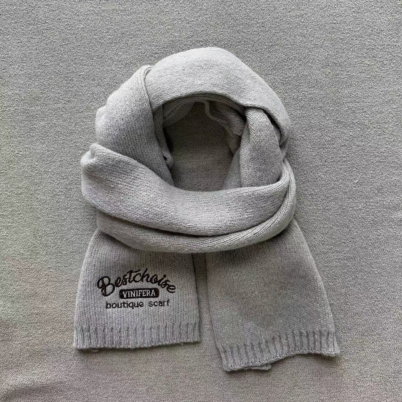 Wholesale Winter 2023 Knitted Warm Solid Color Polyester Scarf