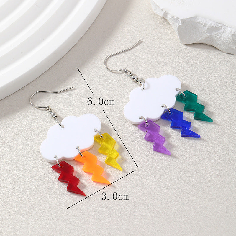 Wholesale Acrylic Cute Cloud with Transparent Color Lightning Earrings