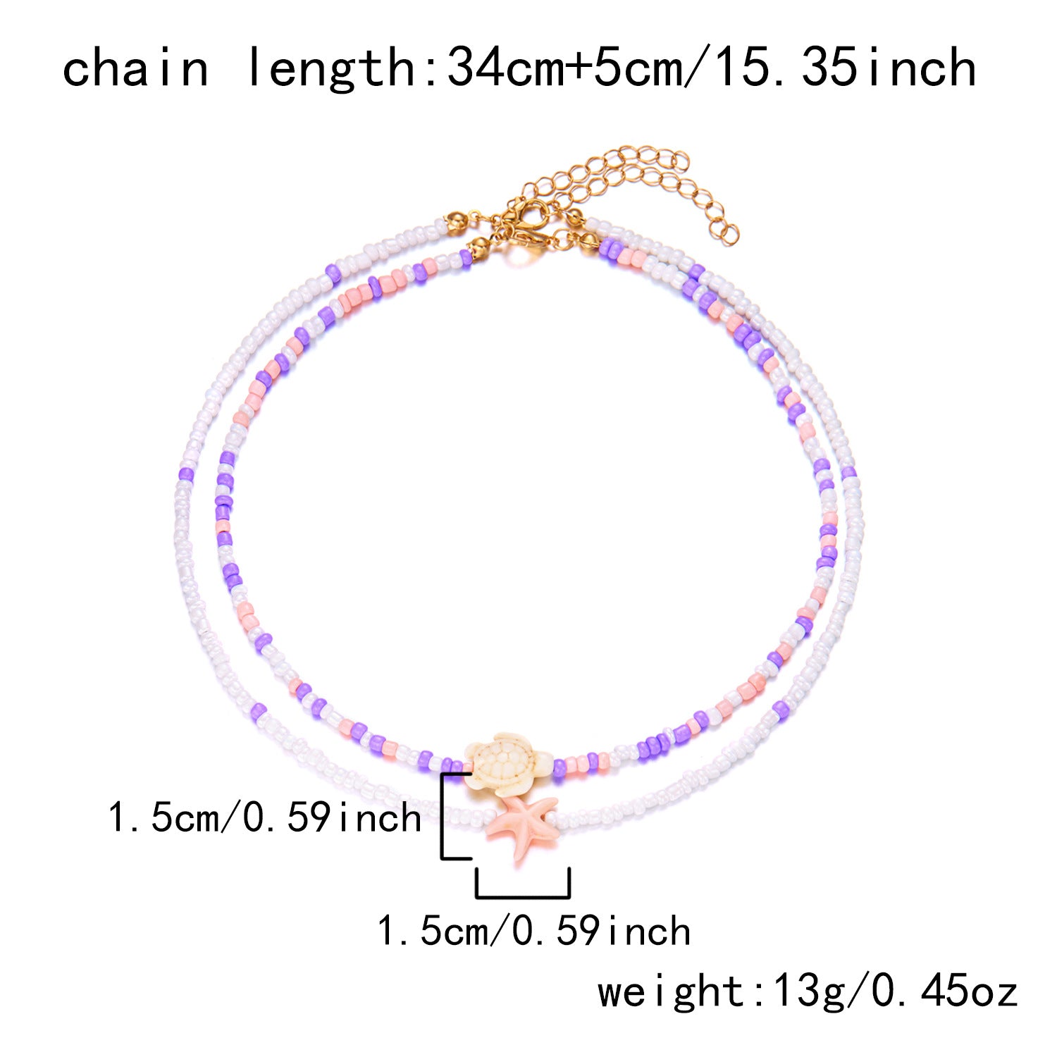 Wholesale Bohemian Starfish Colorful Rice Bead Necklace Set