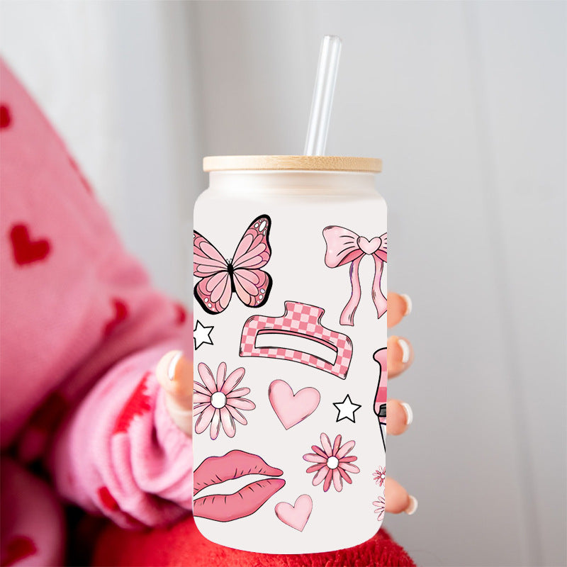 Wholesale Pink cosmetics shoes Mother's Day 16oz Cup UV DTF Wraps