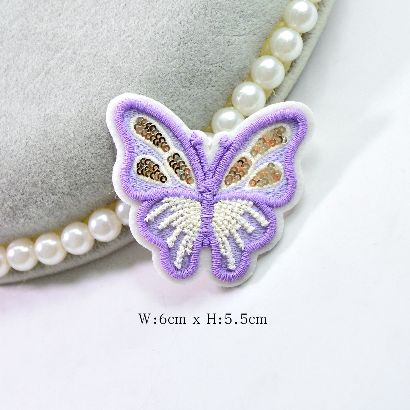 Wholesale Chic Pink Sequin Butterfly Embroidered Patch Felt Base DIY Sewing Decorative For Clothing Towels And Home Decor