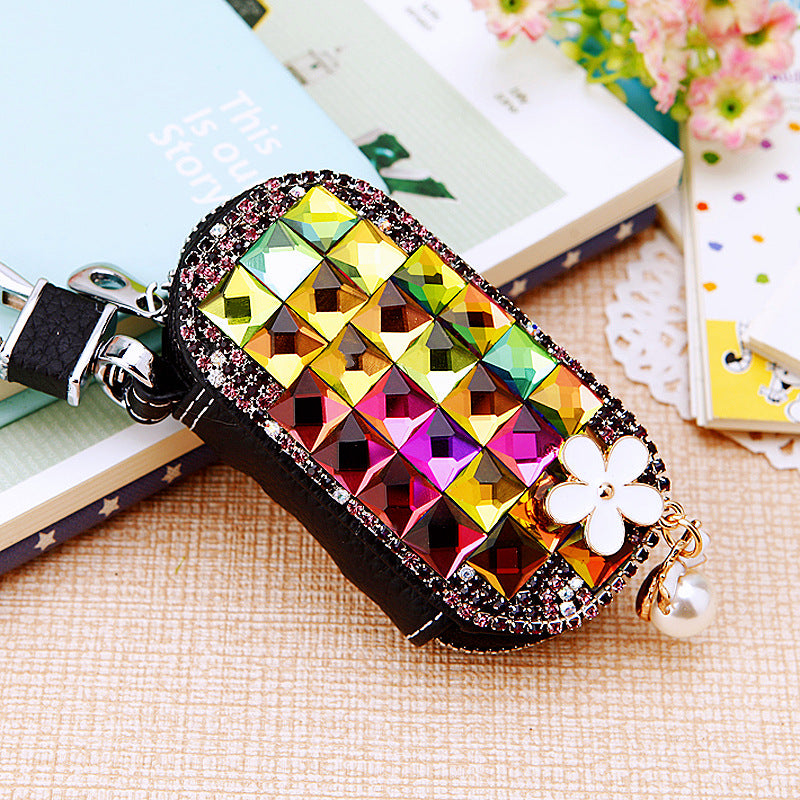 Wholesale Diamond Inlaid Leather Keychain Bags